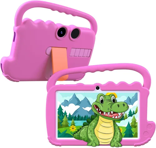 Tablet para niños de 7 pulgadas para niñas y niños, tabletas Android 12 para niños con 4 GB RAM 32 GB ROM, tableta para niños pequeños con WiFi, Rosa