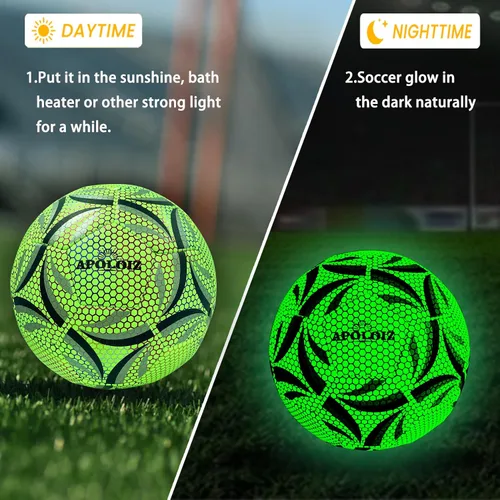 Miniatura 2 de Pelota de fútbol iluminada, pelota de fútbol que brilla en la oscuridad tamaño 4/5 con bomba, pelotas de fútbol luminosas para juegos de día y noche