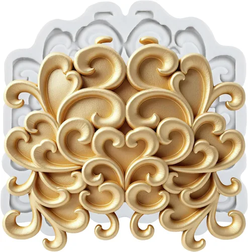 Miniatura 36 de Moldes de silicona estilo barroco con espirales, moldes de encaje, moldes de flores en relieve, molde de filigrana para decoración de pastel