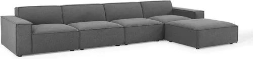 Miniatura 2 de Modway Restore - Sofá seccional tapizado de 5 piezas en color carbón