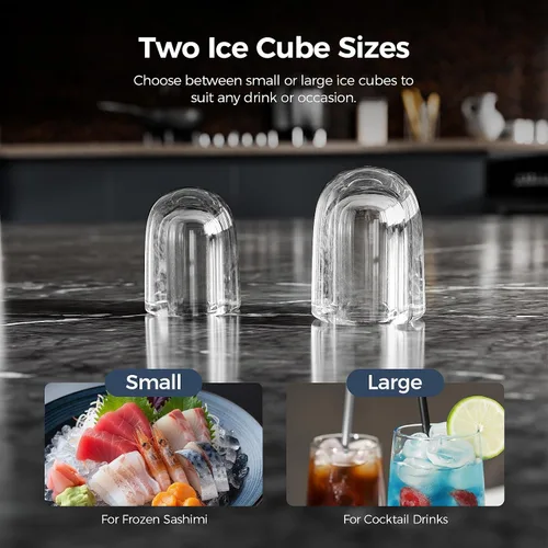 Miniatura 5 de Antarctic Star Pro-Grade Máquina para hacer hielo para encimera, 8 cubos en 6 minutos, 26 libras/día, autolimpieza, 2 tamaños, ultra silenciosa