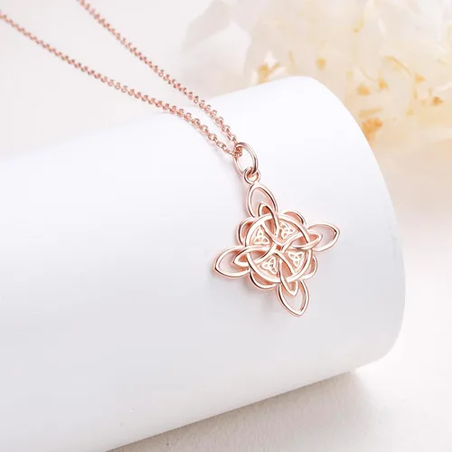 Miniatura 15 de FLYOW Collar con colgante de nudo celta de plata de ley 925 de buena suerte irlandés para mujer, regalo de cumpleaños y graduación