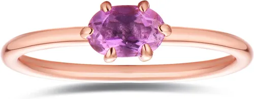BLOSSOM & HUE Anillo de amatista vintage chapado en oro rosa de 18 quilates delicado minimalista núcleo hipoalergénico de plata de ley 925 anillo de