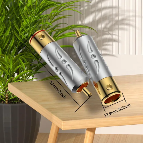 Miniatura 3 de Viborg 4pcs Hi-End RCA Macho Enchufes Cobre Puro Chapado en Oro Soldadura RCA Jack Conectores (VR109G)