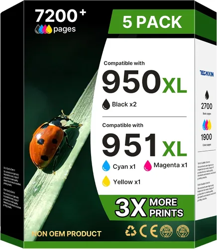 Paquete combinado 950XL 951XL de alto rendimiento, 5 unidades compatibles con cartuchos de tinta HP 950 951, paquete combinado funciona con HP