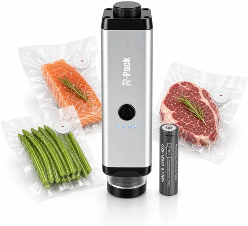 Miniatura 8 de Kit de sellado al vacío de mano con 30 bolsas de vacío y clip de sellado de bolsas de rodillo, sistema portátil de almacenamiento de alimentos