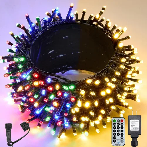 Miniatura 11 de WBao - Cadena de luces LED para Halloween de 300 luces, 108 pies, luces LED súper brillantes con certificación UL, 8 modos de iluminación