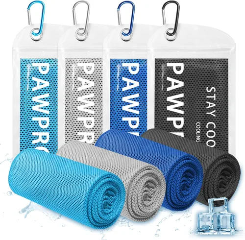 Miniatura 9 de PAWPRO Paquete de 4 toallas refrescantes para cuello y cara (40 x 12 pulgadas), toalla de enfriamiento suave y transpirable con bolsa impermeable