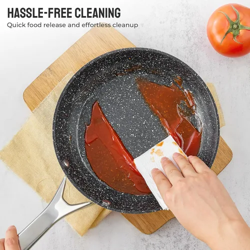 Miniatura 6 de Utensilios de cocina de inducción antiadherentes, juego de ollas y sartenes BEZIA para placa de inducción, compatible con todas las estufas, juego
