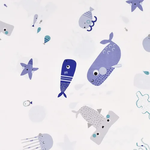 Miniatura 5 de J-pinno Juego de sábanas tamaño individual, diseño de animales marinos, peces y ballenas, mundo submarino, lindo, acogedor, divertido, para niños