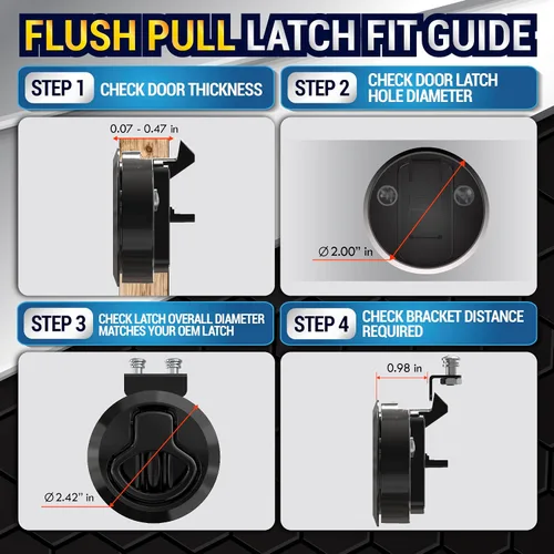 Miniatura 2 de LATCH.IT Paquete de 2 pestillos para escotilla de RV y barco Montaje negro al ras – Pestillo de golpe para RV y cerradura de tapa de barco Se