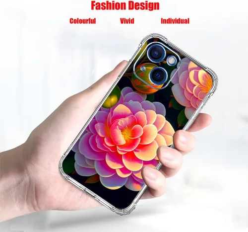 Miniatura 3 de Funda para iPhone 15 Plus, hermosa protección contra caídas de flores rosas, a prueba de golpes, funda protectora de cuerpo completo resistente a