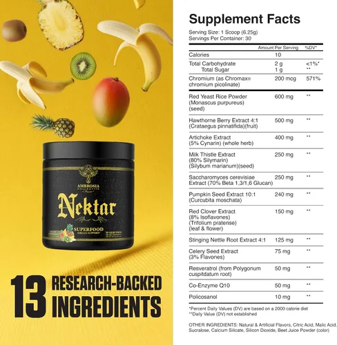 Miniatura 4 de Ambrosia Nektar Superalimento en polvo Suplemento de apoyo al bienestar diario Alternativa a polvo de verduras 13 superalimentos para energía