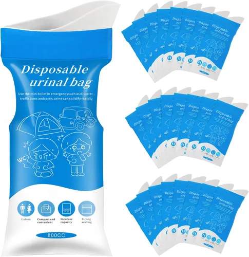 Miniatura 8 de Moodooy Bolsa de urinario de emergencia desechable, paquete de 8/12/20/24 bolsas portátiles para orina de campamento, bolsas de orina de viaje