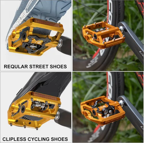 Miniatura 3 de Pedales de bicicleta de montaña con reflector, pedales de plataforma de doble función y sin clip, pedal de bicicleta de 9/16 pulgadas compatible