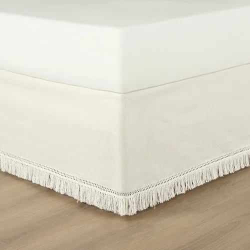 Miniatura 2 de Lush Decor Falda de cama bohemia con flecos de 15 pulgadas de fácil ajuste, tamaño Queen, 60 pulgadas de ancho x 80 pulgadas de largo + 15 pulgadas