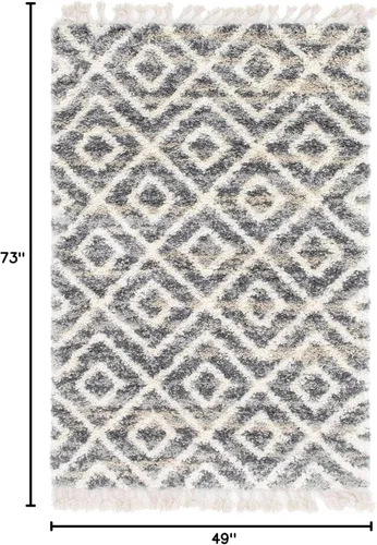 Miniatura 10 de Unique Loom Hygge Shag Collection - Alfombra de área de diamante (4 pies 1 pulgada x 6 pies 1 pulgada, rectangular, gris/beige)