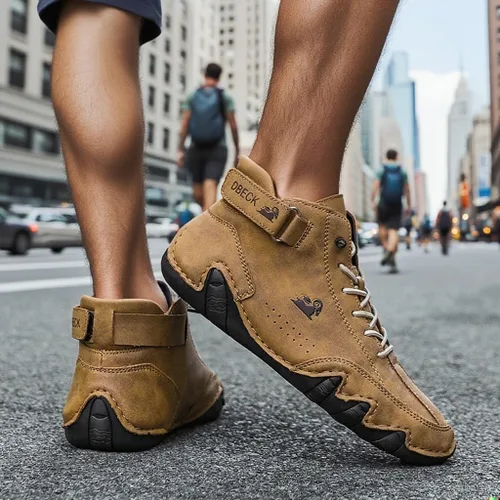 Miniatura 18 de JishinGal Botas Chukka de ante para hombre, ligeras, descalzas, para caminar, al aire libre, informales, italianas, hechas a mano, de caña alta, sin