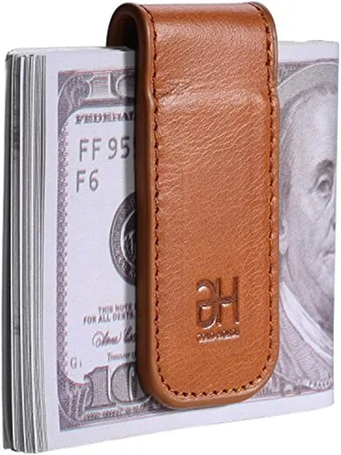 Miniatura 15 de Soporte magnético delgado para tarjetas de visita de cuero genuino para hombres, Negro -, Slim