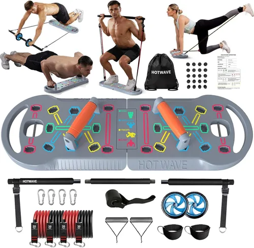 HOTWAVE Push Up Board Fitness, Portable Foldable 20 in 1 Push Up Bar at Home Gym, Pushup Handles for Floor. Professional Strength Training Equipment