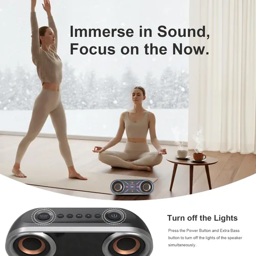 Miniatura 5 de DOSS SoundBox Pro+ P400 Altavoz Bluetooth, sonido estéreo fuerte de 50 W, graves profundos, tiempo de reproducción de 26 horas, luces espejo