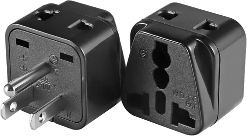 Paquete de 2 adaptadores de enchufe de viaje de EE. UU., UE/Reino Unido/AU/in/CN/JP/Asia/Italia/Brasil a Estados Unidos (tipo B), enchufe de pared