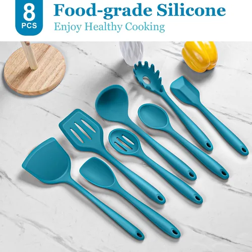 Miniatura 3 de LIANYU Juego de 8 piezas de utensilios de cocina, utensilios de cocina resistentes al calor, herramientas y gadgets de cocina para utensilios de Azul