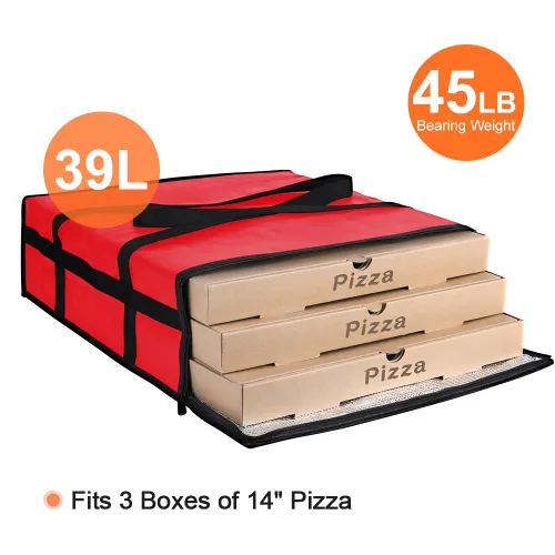 Miniatura 4 de Bolsa de entrega de pizza aislada para llevar caliente, calentador de transporte de 20 x 20 x 6 pulgadas, bolsa aislada para entrega de alimentos