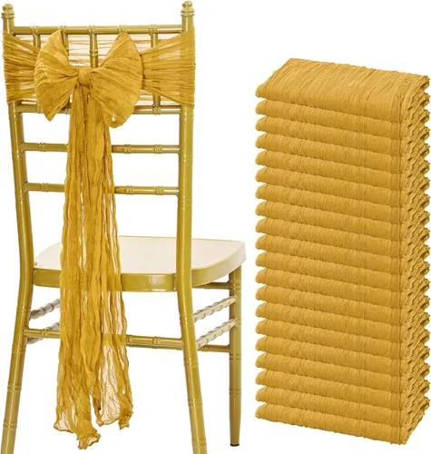 Miniatura 10 de Showgeous 20 bandas para silla, estopilla rústica, lazos decorativos diseñados para bodas, banquetes, fiestas, pasillo, decoración del hogar