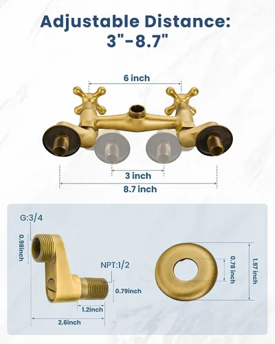 Miniatura 4 de Airuida Grifo de cocina de montaje en pared, boquilla de 6 pulgadas (5.9 in), grifo de fregadero de lavandería de montaje en pared, centro