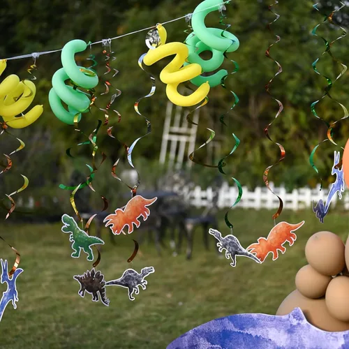 Miniatura 2 de Remolino Colgante de Dinosaurio Acuarela - 24 Piezas Decoraciones de Fiesta de Dinosaurios para Niños Varones Suministros de Fiesta de Cumpleaños