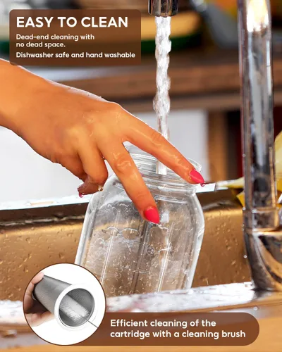 Miniatura 5 de Paquete de 2 tarros de café frío de 64 onzas, máquina de café frío de vidrio grueso con asa, filtro de acero inoxidable y tapa a prueba de fugas