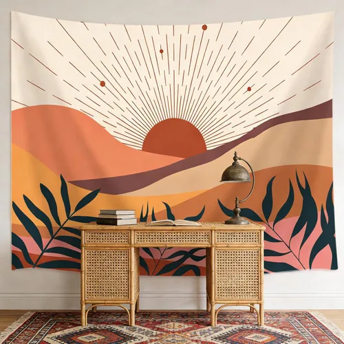 Miniatura 3 de Viajar Tapiz bohemio para colgar en la pared, estilo moderno de mediados de siglo, impresiones artísticas de pared contemporáneas para dormitorio