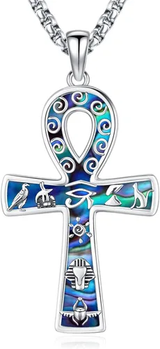 Miniatura 221 de Collar de pentagrama de plata de ley con triple luna, diosa celta, nudo celta, nudo de brujas, Ankh, sol y luna, Hécate, lilith, Santa Muerte