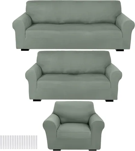 Miniatura 27 de Peryiter Juego de 3 Fundas para Sofá, Cubiertas de Muebles para Sofá, Loveseat, Sillón, Ajuste de Forma Elástico, Sin Arrugas, Protector de Muebles