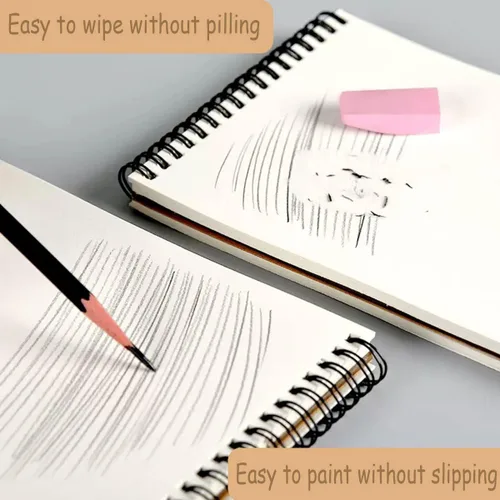Miniatura 4 de Cuaderno de bocetos, papel de dibujo de 9 x 12 pulgadas, encuadernado en espiral (98 libras/5.64 oz/m²), 90 hojas, paquete de 3, cuaderno de bocetos
