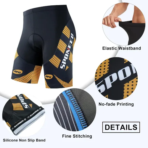 Miniatura 7 de sponeed Pantalones cortos de ciclismo acolchados para hombre, pantalones de montar en bicicleta, ropa de ciclismo, ropa de bicicleta, mallas
