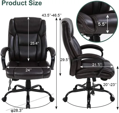 Miniatura 2 de Silla de oficina grande y alta, asiento ancho de 500 libras, silla de escritorio de masaje, silla ergonómica para computadora con reposacabezas