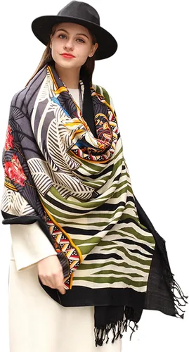 Miniatura 274 de DANA XU Manta de pashmina extragrande 100% de lana merina, bufanda de viaje, bufanda de cachemira para mujer, otoño e invierno, chal de gran