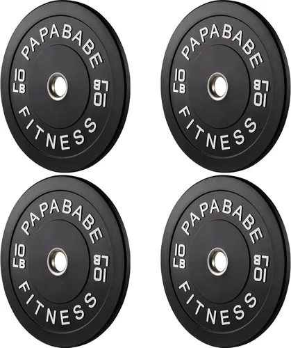 Miniatura 41 de Papababe Placas de peso, juego de placas de pesas de 2 pulgadas, placas de peso de goma protectoras para el suelo, placas de parachoques de 10 a 600