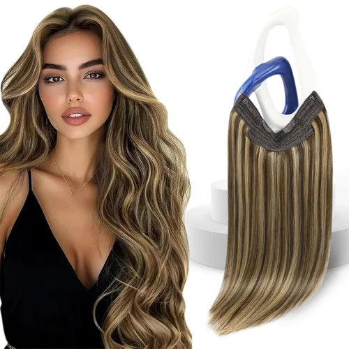 Miniatura 34 de Sunny Hair - Extensiones de cabello humano con banda invisible, color rubio platino (#60), 20 pulgadas