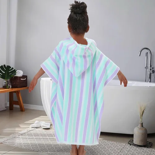 Miniatura 6 de VOOVA & MOVAS Poncho toallas para niños (4-8 años), de secado rápido, ligeras, absorbentes, de algodón, con capucha, bata para piscina, natación