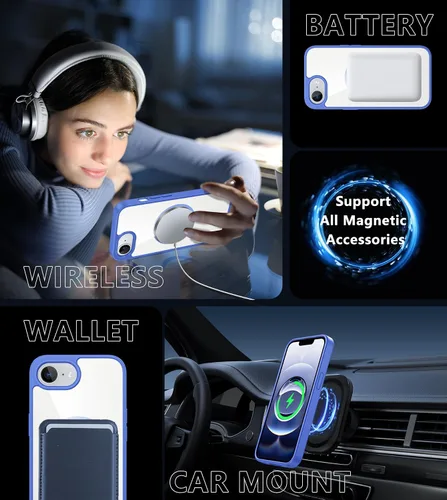 Miniatura 1348 de FNTCASE Funda para iPhone 13 Pro-Max: Fundas magnéticas transparentes compatibles con Magsafe Slim anti amarillamiento protección contra caídas