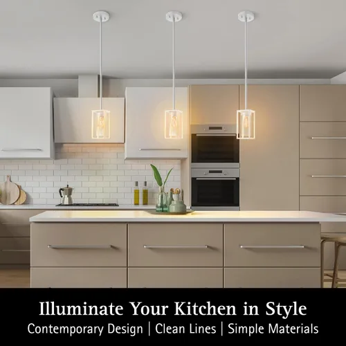 Miniatura 2 de Ultralux Framework Mini lámpara colgante – Lámpara colgante de altura ajustable con bombilla LED regulable – Lámpara de techo de montaje en Blanco