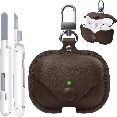 Miniatura 12 de Funda de piel para Airpods Pro 2, funda para AirPods Pro con llavero y kit de limpiador para Apple Airpods Pro de 2ª/1ª generación (2023/2022/2019)