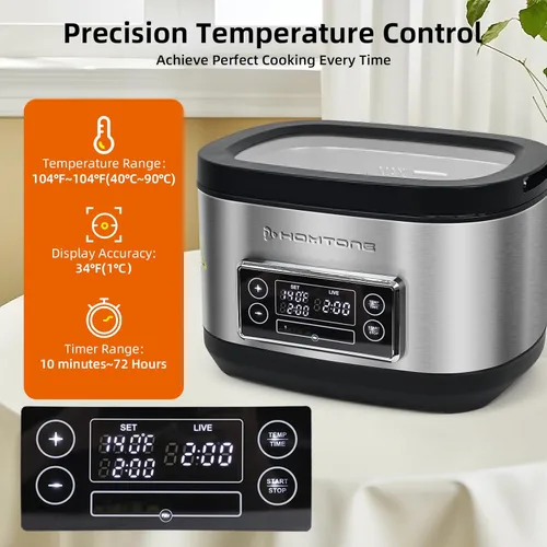 Miniatura 6 de Olla Sous Vide Homtone, Máquina de Cocina Suveed de 8 Quart, Control de Temperatura de Acero Inoxidable Sous Vide, Olla Sous Vide Precisa