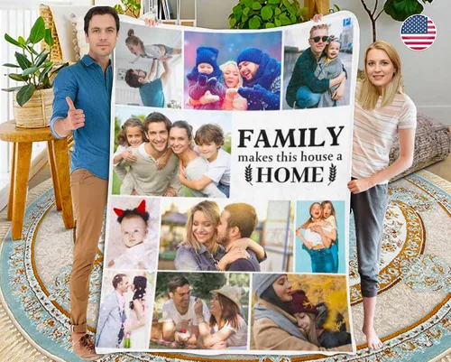 Miniatura 40 de M YESCUSTOM Manta personalizada con imagen y texto, manta personalizada de collage de fotos, mantas de vellón personalizadas para regalo de 1 imagen
