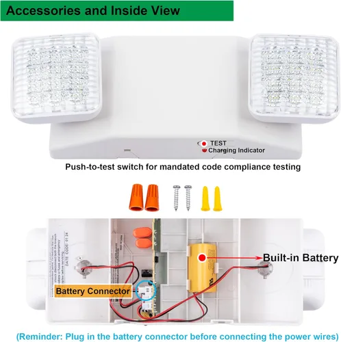 Miniatura 5 de LIT-PaTH Accesorios de iluminación LED de emergencia con 2 cabezales LED y baterías de respaldo, luz de salida estándar de EE. UU., calificada por