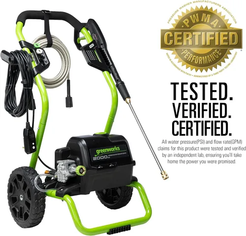 Miniatura 3 de Greenworks 2000 Max PSI @ 1.1 GPM (13 Amp) Lavadora a presión eléctrica GPW2000-1RG + limpiador de superficies accesorio universal 30012