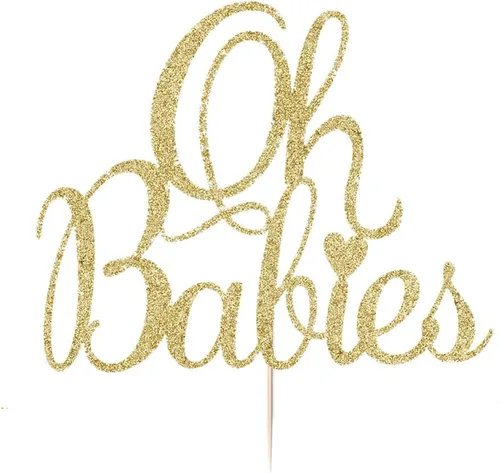 Miniatura 5 de Oh Babies - Decoración para tartas para gemelos, baby shower, revelación de género para niños y niñas, bebés de 6 meses, suministros de decoración